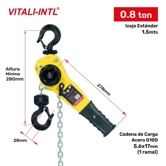 TECLE RACHET 0.8T YAL080 1.5MTSCARGA 5.6X17MM(1) G100 VITALI-INTL1