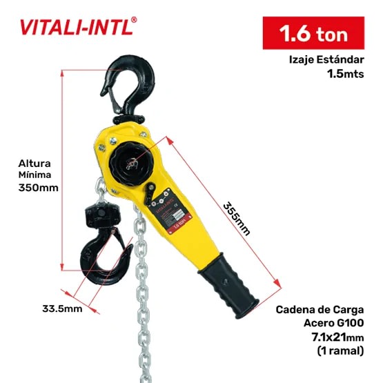 TECLE RACHET 1.6T YAL160 1.5MTSCARGA 7.1X21MM(1) G100 VITALI-INTL
