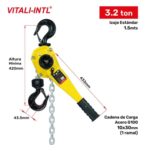 TECLE RACHET 3.2T YAL320 1.5MTSCARGA 10X30MM(1) G100 VITALI-INTL1