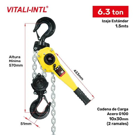 TECLE RACHET 6.3T YAL630 1.5MTSCARGA 10X30MM(2) G100 VITALI-INTL