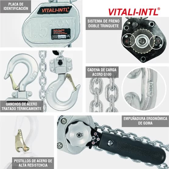 TECLE RACHET 1.5T YAL150MINI ''A'' 1.5MTSCARGA 7.1X19MM(1) G100 VITALI-INTL7