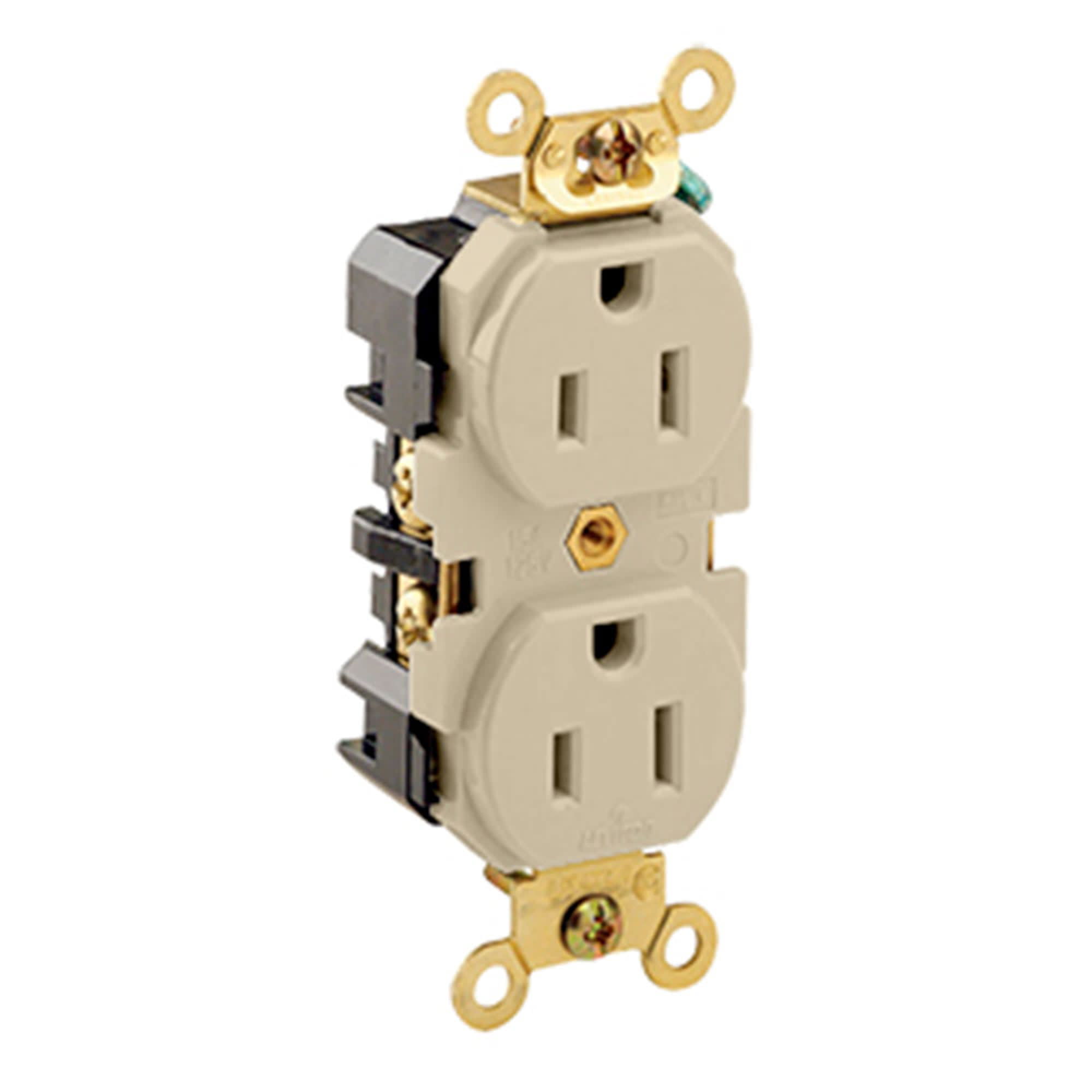 TOMA DOBLE EMPOTRABLE GRADO INDUSTRIAL 2X15A L/T 125V MARFIL LEVITON