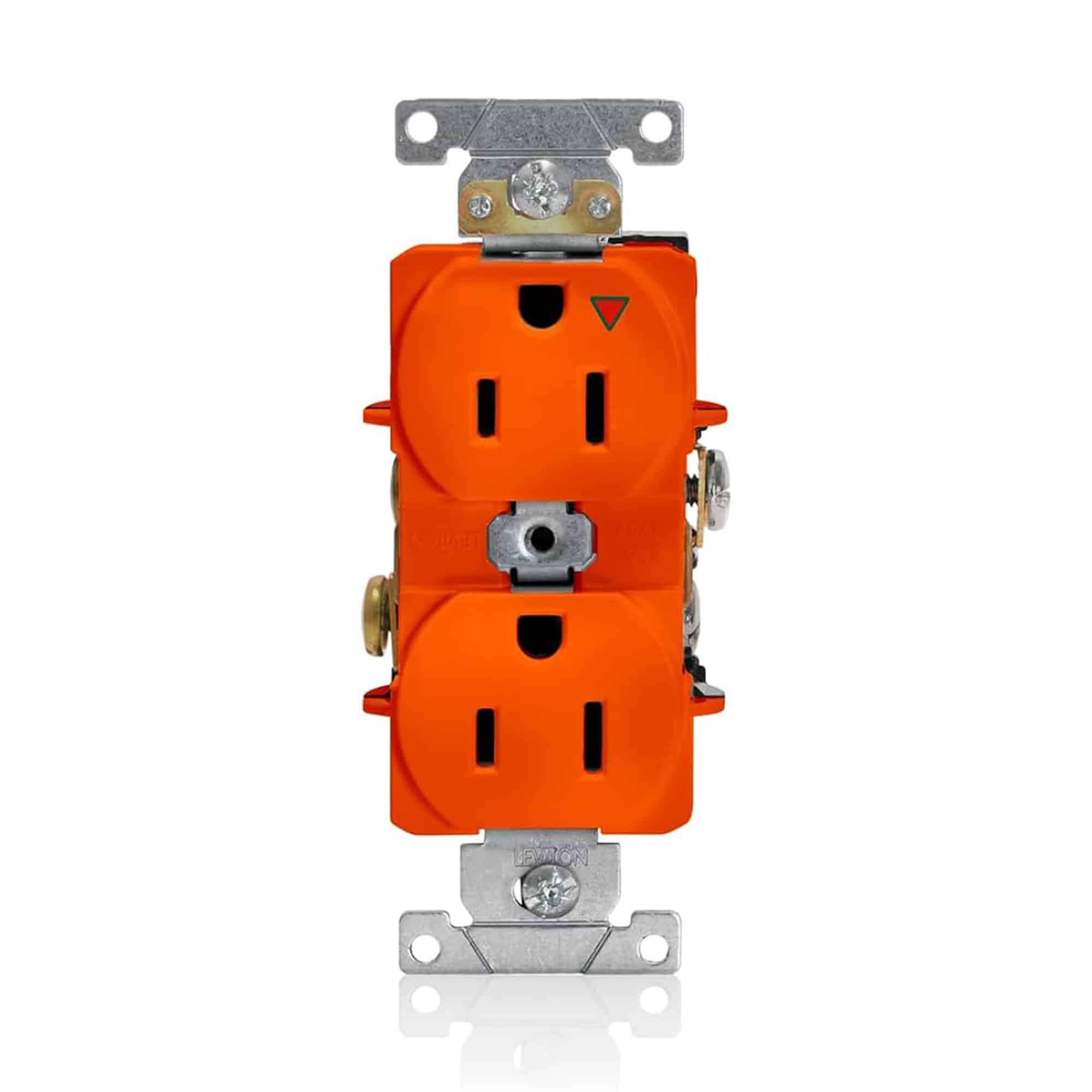 TOMA DOBLE EMPOTRABLE G/INDUSTRIAL TIERRA AISLADA 2X15A L/T 125V ANARANJADO LEVITON