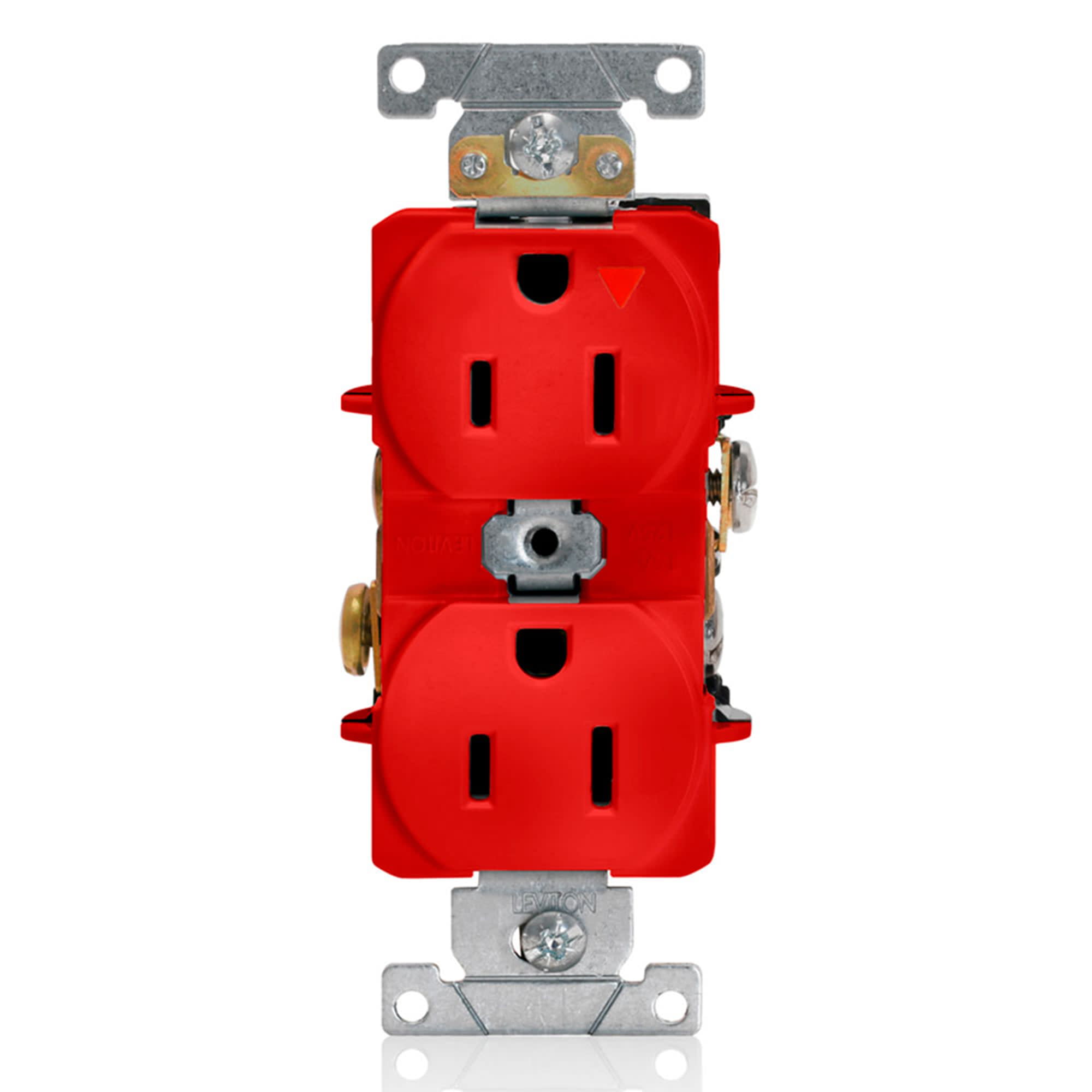 TOMA DOBLE EMPOTRABLE G/INDUSTRIAL TIERRA AISLADA 2X15A L/T 125V ROJO LEVITON1