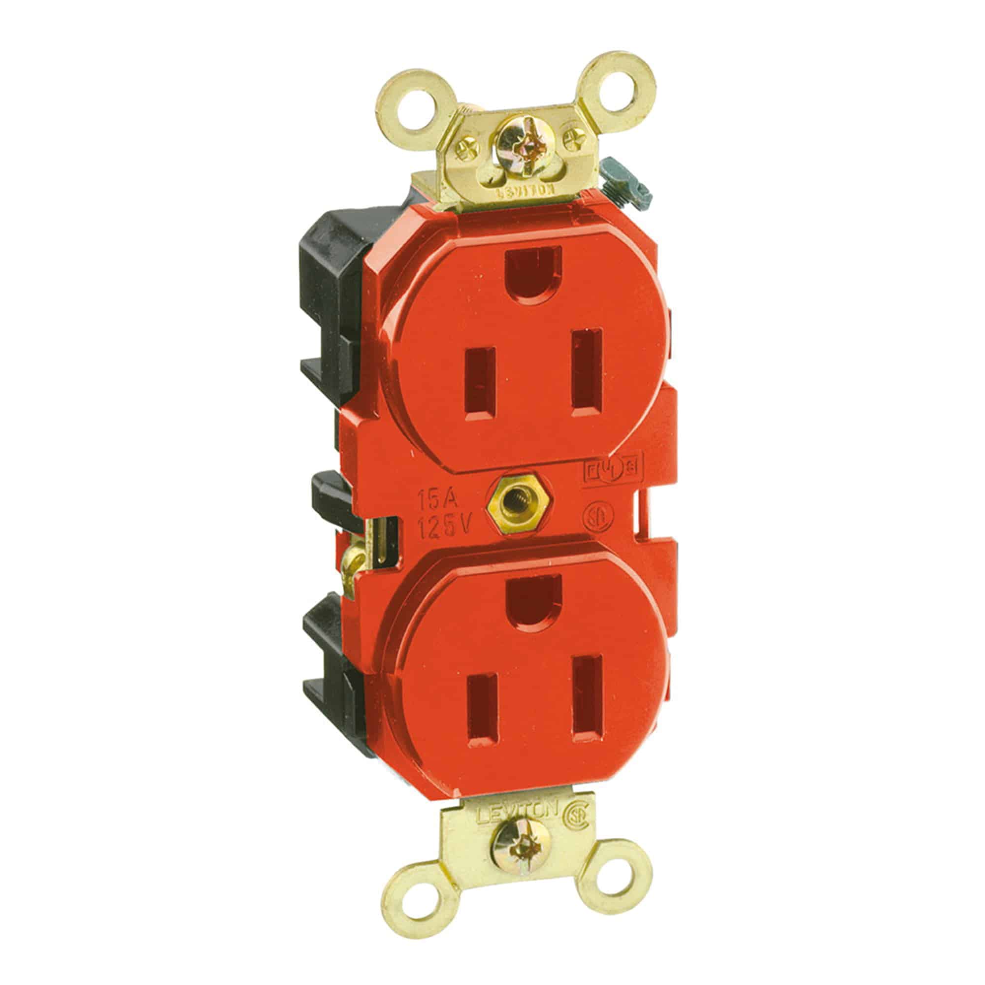 TOMA DOBLE EMPOTRABLE GRADO INDUSTRIAL 2X15A L/T 125V ROJO LEVITON