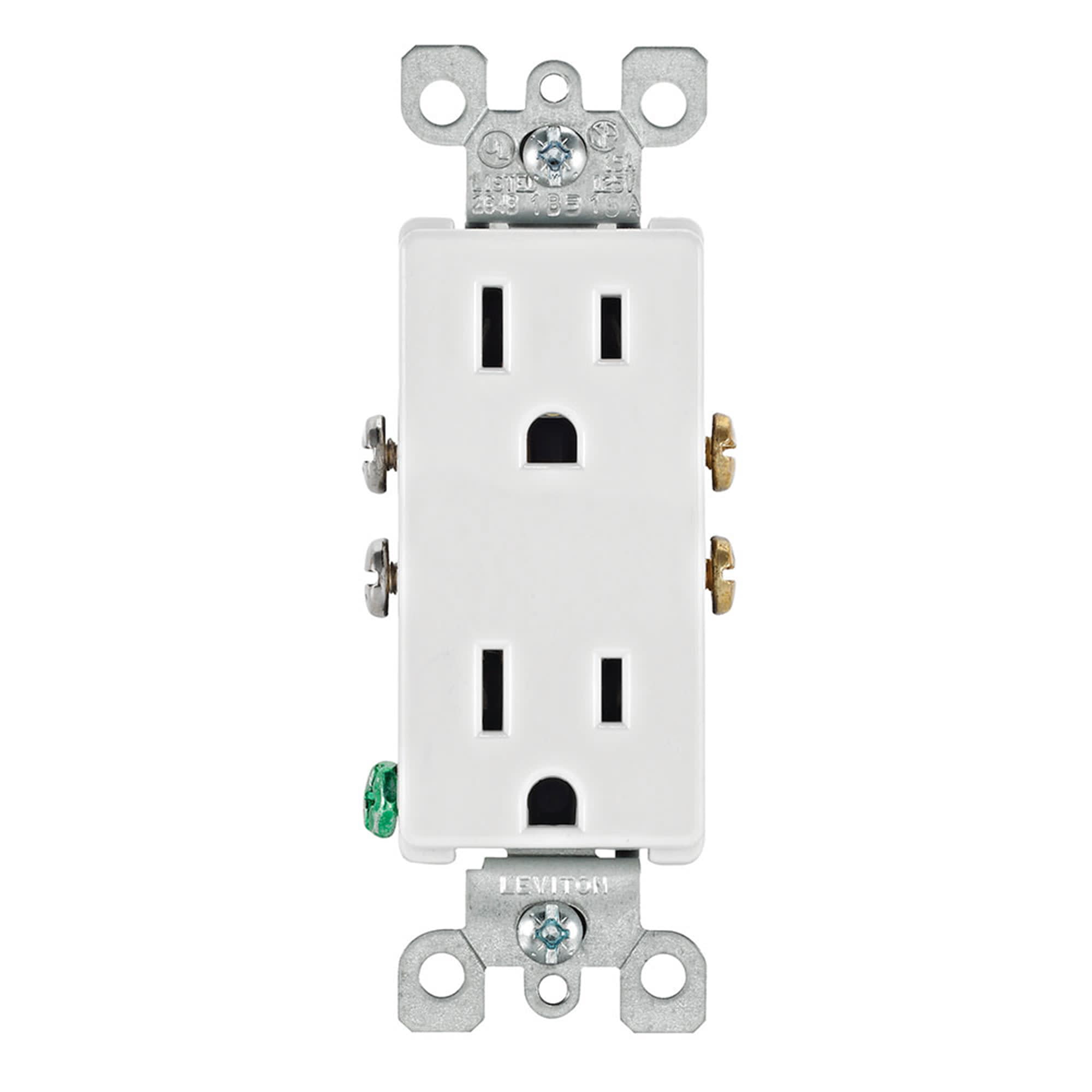 TOMA DOBLE EMPOTRABLE DECORA 2X15A L/T 125V BLANCO LEVITON