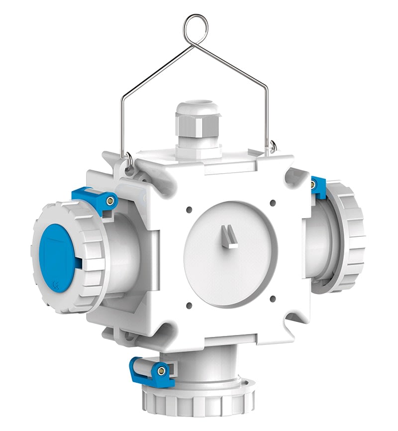 TOMA TRIPLE AEREA 16A 2P+T 250V AZUL 6H IP67 BLS-5402566 BALS1