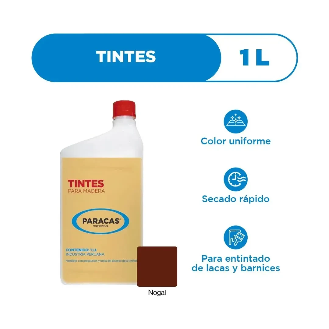TINTE PARA MADERA NOGAL 1 LITRO CONCENTRADO DE PIGMENTOS ESPECIALES PARACAS2