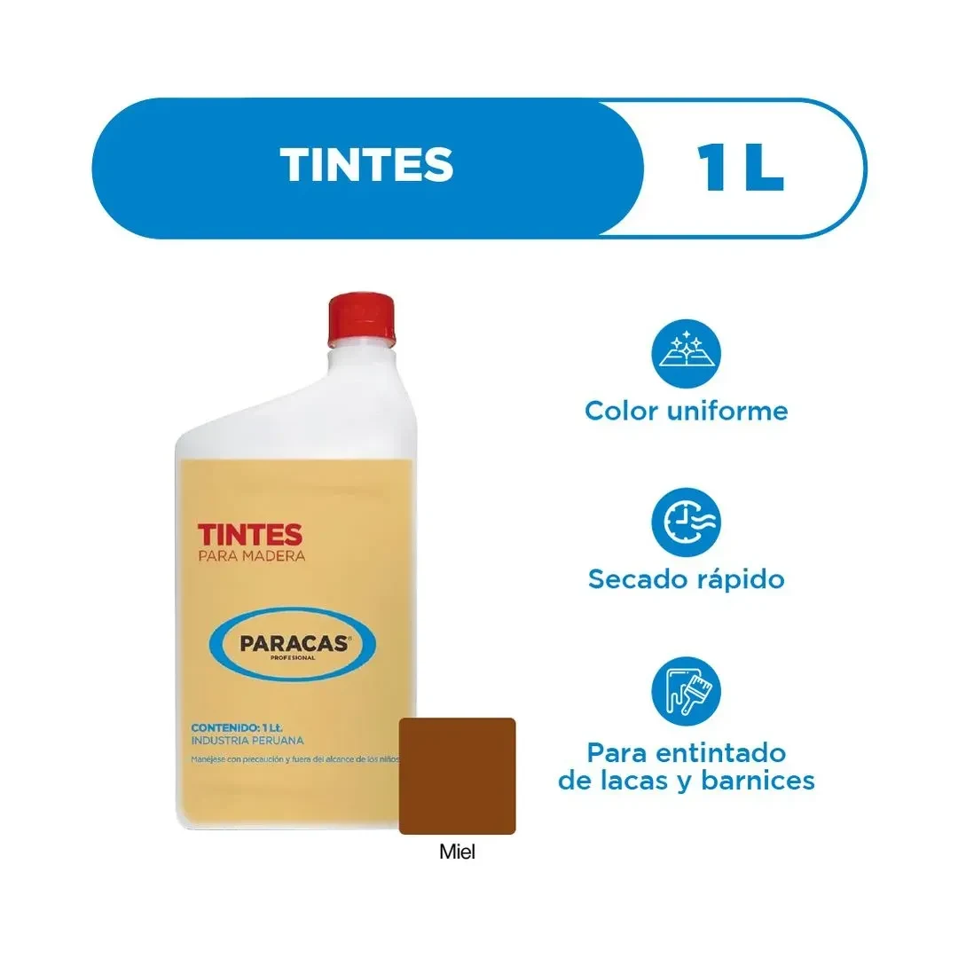TINTE PARA MADERA MIEL 1 LITRO PARACAS2
