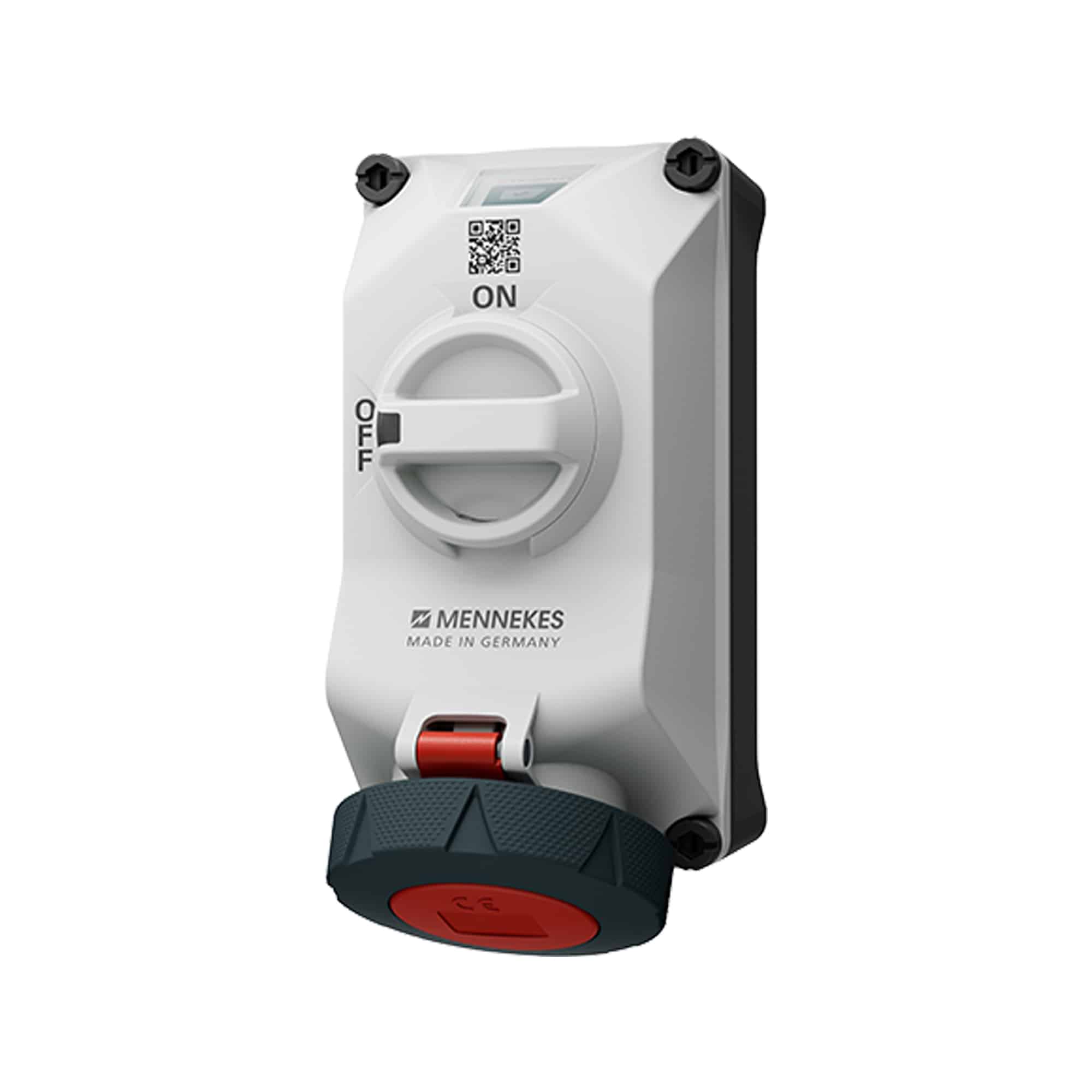 TOMA VISIBLE 32AMP 3P+T 415V C/ ENCLAVAMIENTO MECANICO DUO LED ROJO 6H IP67 MENNEKES