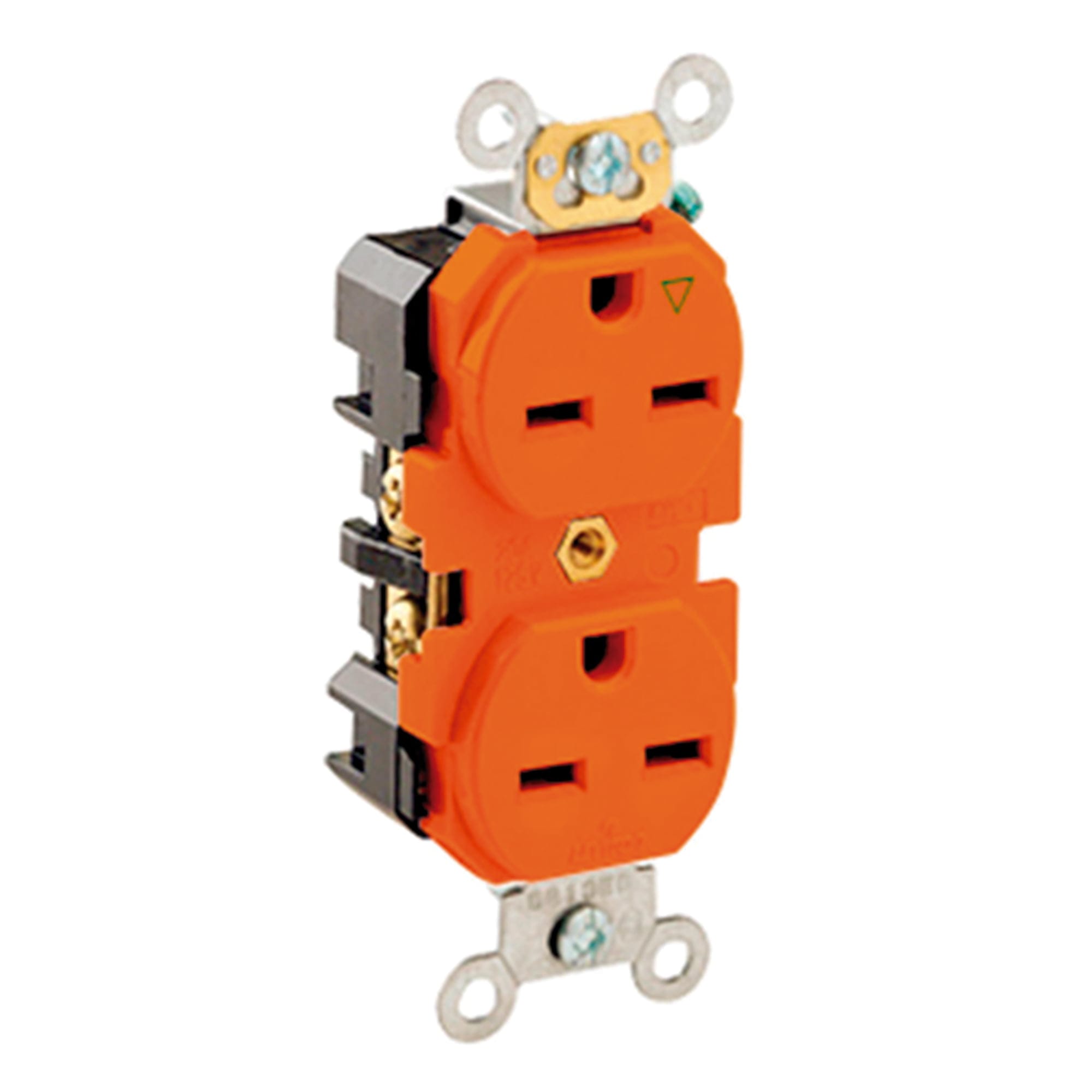 TOMA DOBLE EMPOTRABLE TIERRA AISLADA 15A 250V ANARANJADO LEVITON1