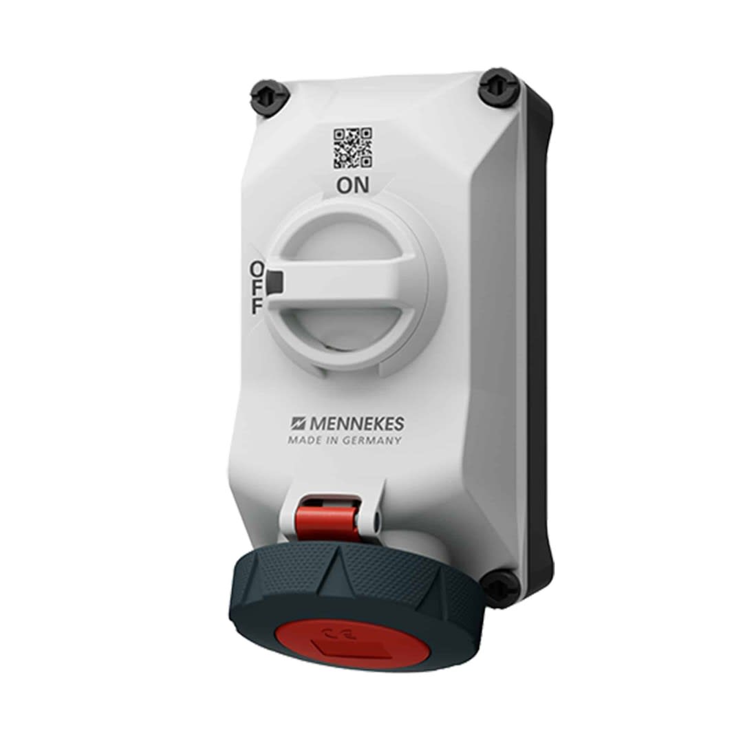 TOMA VISIBLE 32AMP 3P+T 440V C/INTERRUP. POR ENCLAVAM. MECANICO ROJO 3H IP67/69 XCONTACT REEMPLAZO 5792A MENNEKES1