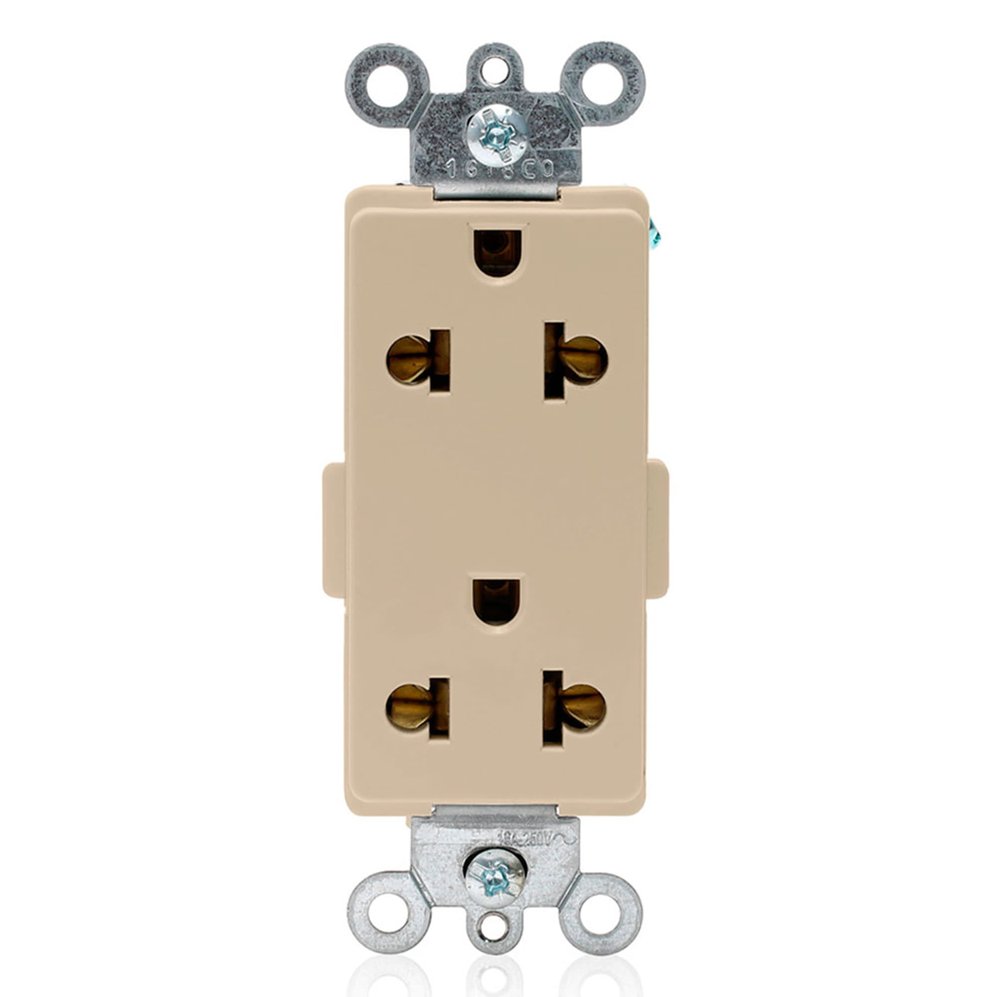 TOMA DOBLE EMPOTRABLE DECORA UNIVERSAL 2X15A L/T 250V O 16A L/T 250V MARFIL LEVITON1