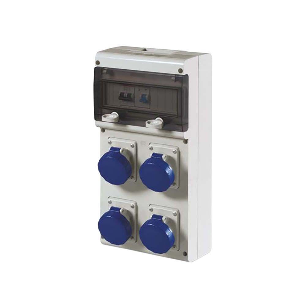 CAJA COMBINADA P/4 TOMACORRIENTES 2X16A+T 250V IP67 6H 4TERM. 2P BLOCK TRANSFORMADO SCAME