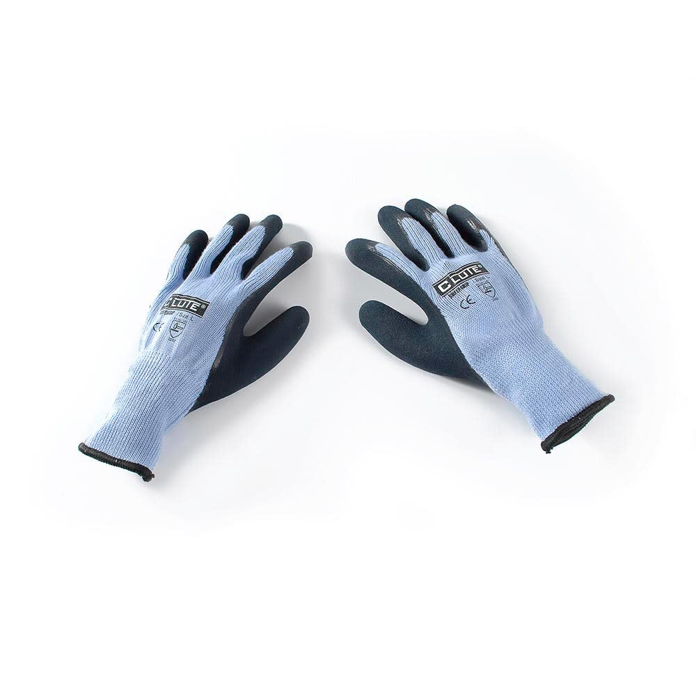 GUANTE DE TRABAJO POLY ALGODON CON LATEX ARENADO TALLA M VIOLETA CLUTE