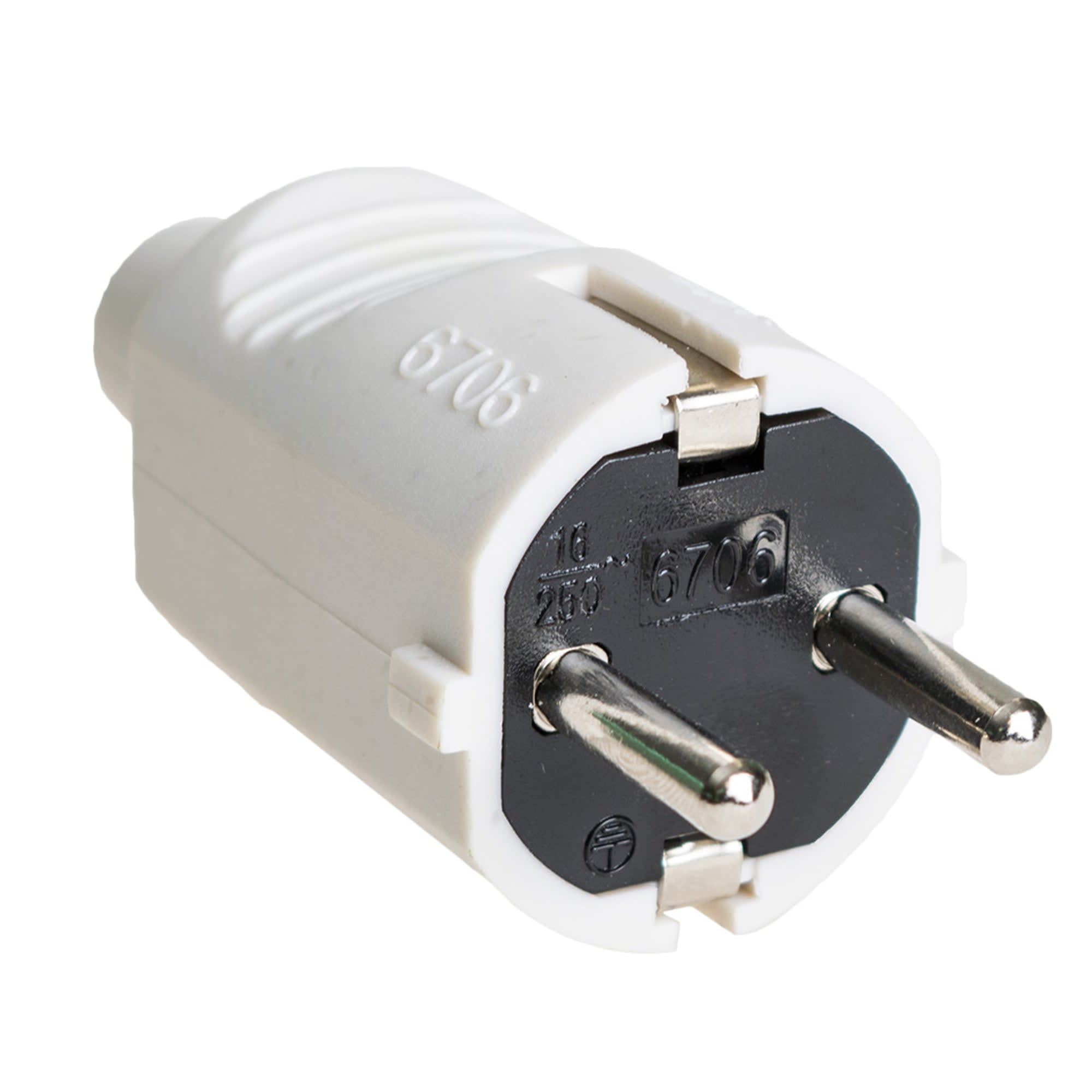 ENCHUFE SCHUKO BLANCO/NEGRO. CONEX TIPO RECTO. 2P+T.16A. 250V SOLERA1