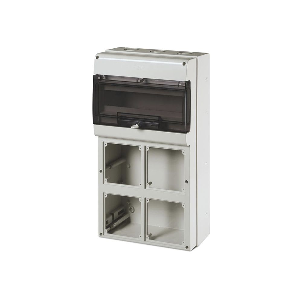 CAJA COMBINADA P/4 TOMACORRIENTES P/EMPOTRAR INCLINADA 16-32A 16 DIN DOMINO 672.5416 SCAME