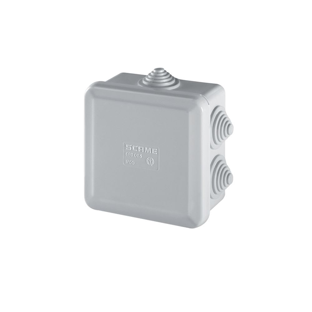 CAJA DE DERIVACION PVC 80X80X40MM CON 7 PASACABLES PG16 IP55 680.003 SCAME