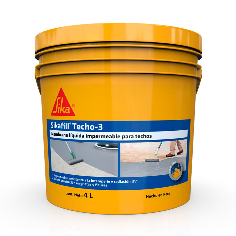 IMPERMEABILIZANTE DE TECHOS Y TERRAZAS FILL TECHO-3 GRIS 4L SIKA