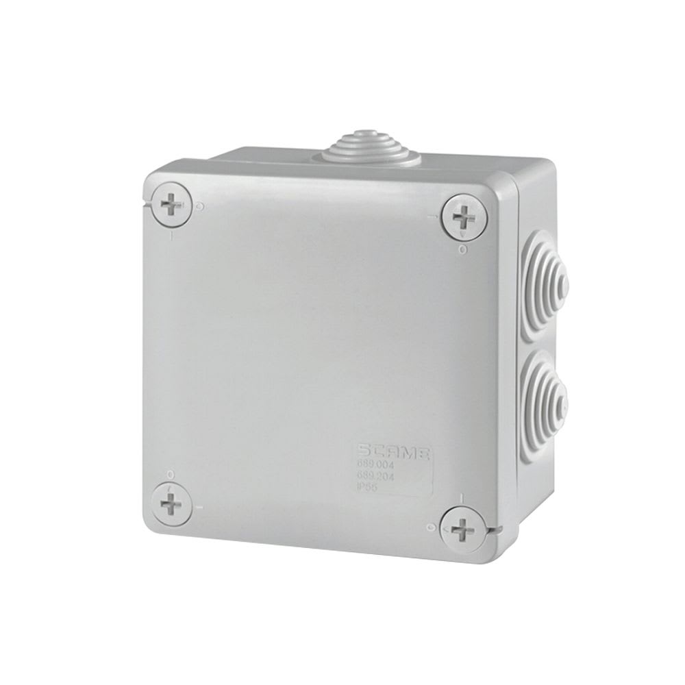 CAJA DE DERIVACION PVC 100X100X50MM CON 7 PASACABLES PG21 IP55 689.004 SCAME