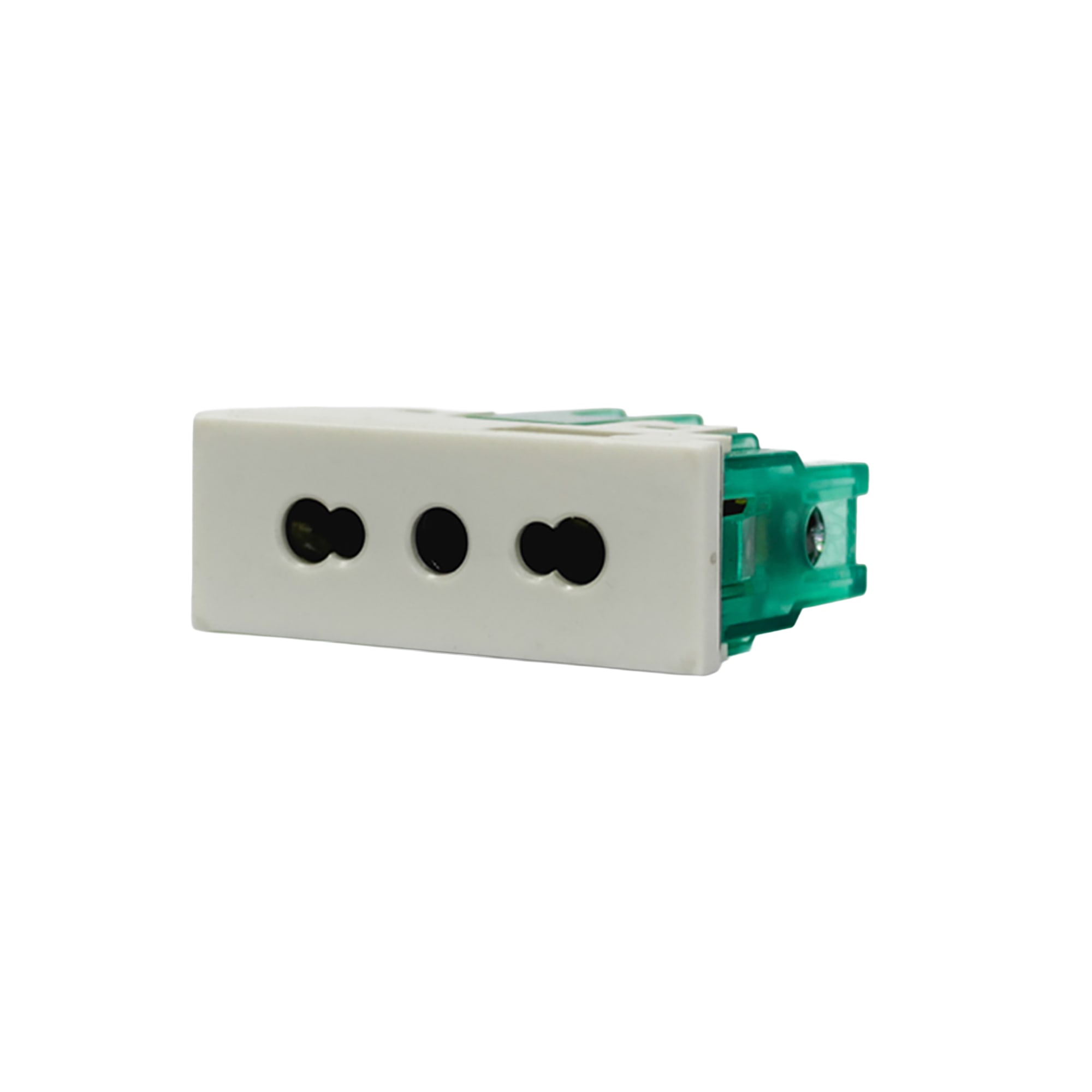 TOMA 3 EN LINEA BIPASO L/T 10/16A 250V BLANCO CON PROTECCION (1 MODULO) CAMBRE