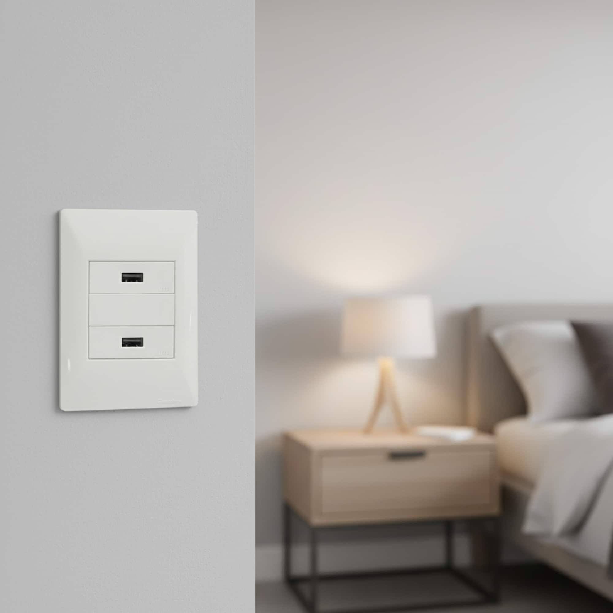 TOMACORRIENTE MODULO USB A 100-240VAC 5V 2.5A BLANCO CAMBRE3