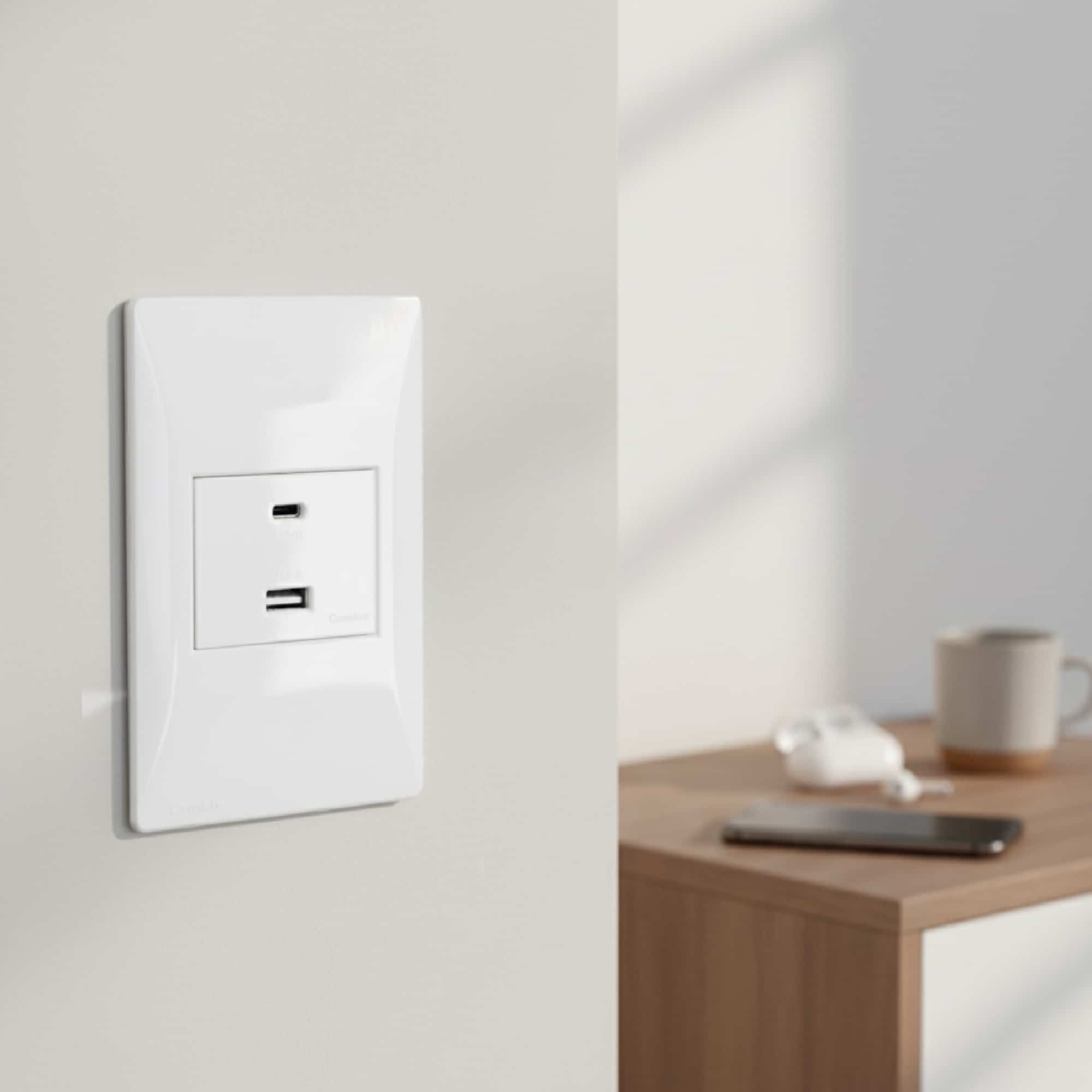 TOMACORRIENTE MODULO USB A+C 100-240VAC 5V 5A BLANCO CAMBRE3