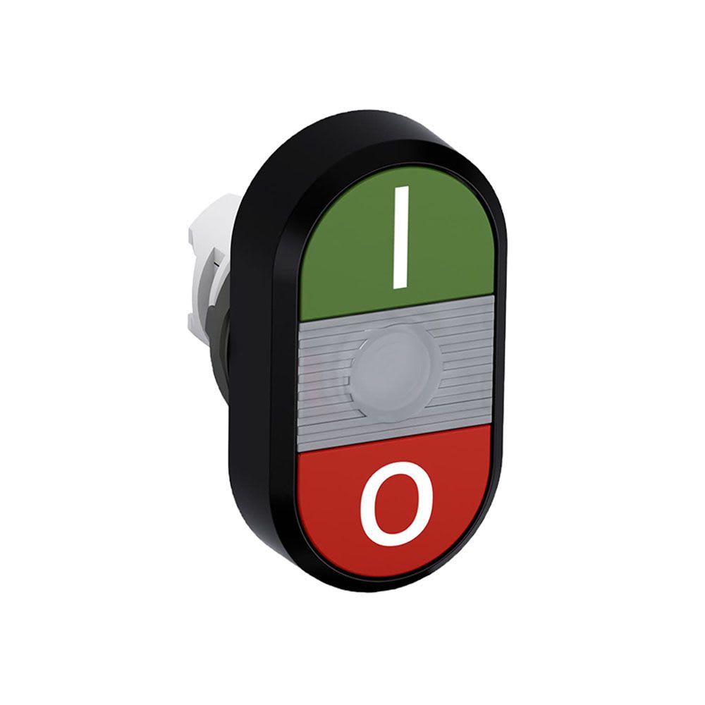 PULSADOR NO LUMINOSO DOBLE VERDE/ROJO 22MM NA+NC PLASTICO NEGRO TRANSFORMADO ABB1