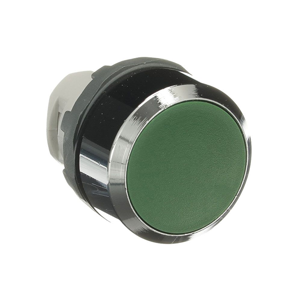 PULSADOR NO LUMINOSO RASANTE VERDE 22MM 1NA PLASTICO CROMADO TRANSFORMADO ABB1