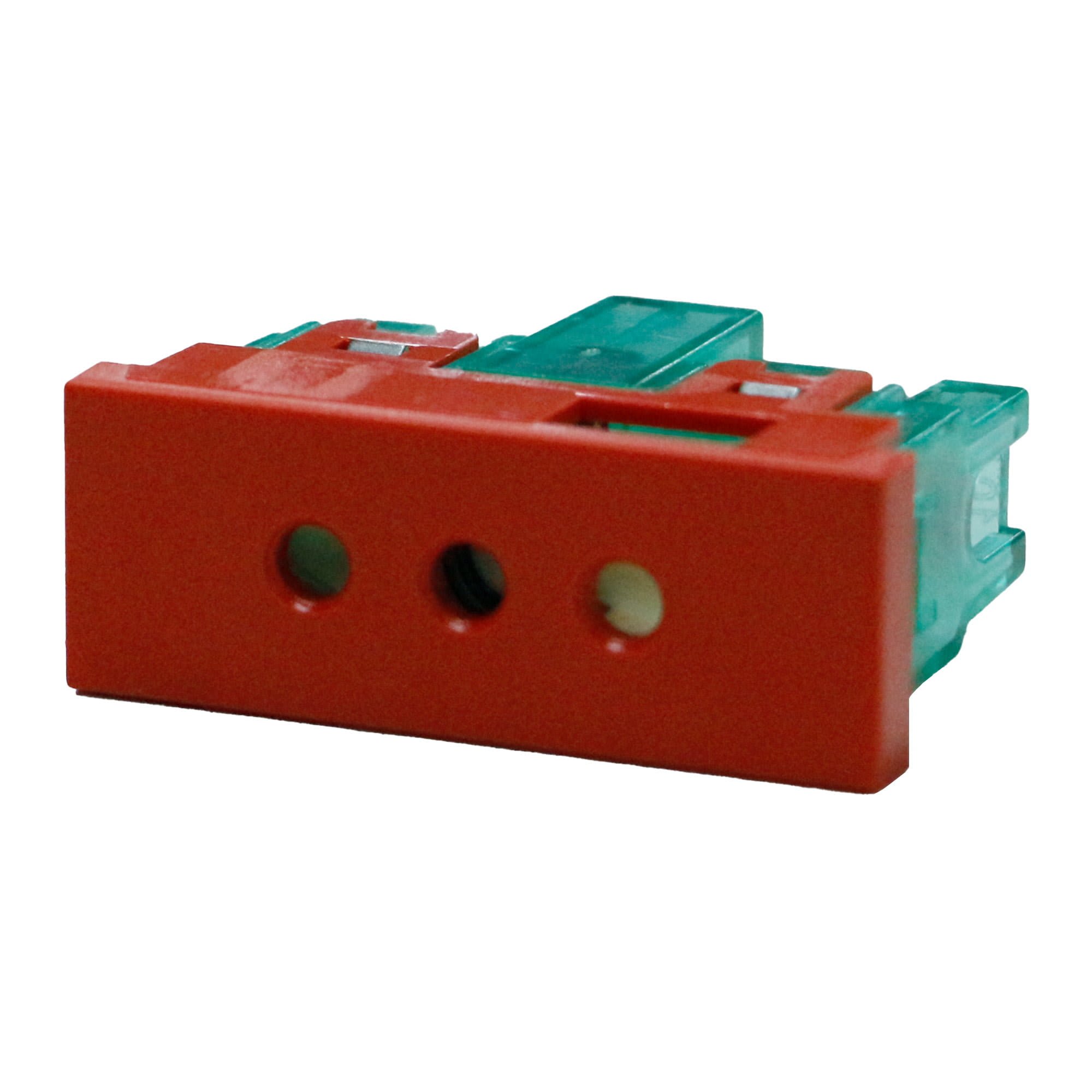 TOMA 3 EN LINEA BIPOLAR L/T 10A 250V ROJO CON PROTECCION (1 MODULO) CAMBRE1