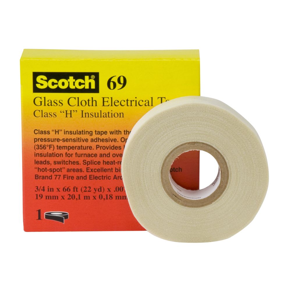 CINTA FIBRA DE VIDRIO CON ADHESIVO SCOTCH 69 3/4''X20M 180°C 80018003600 3M PERU