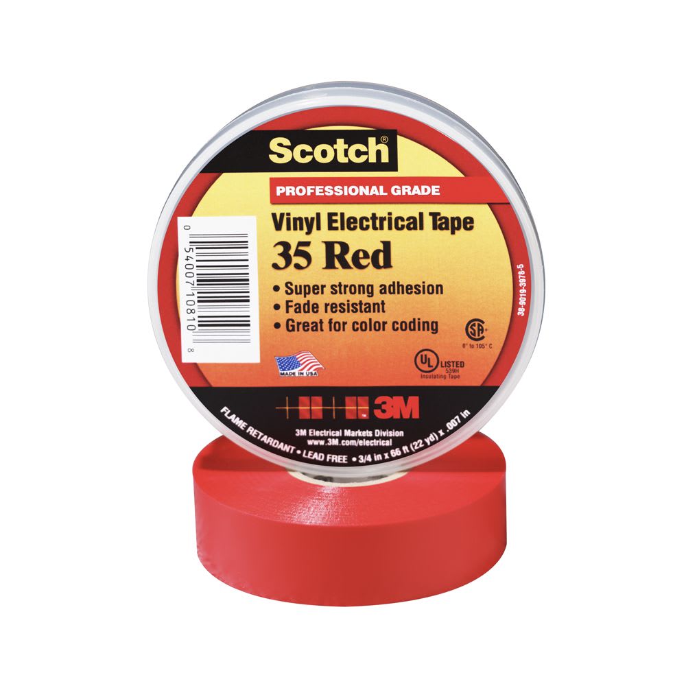 CINTA AISLANTE VINILICA SCOTCH 35 3/4''X20MTS ROJO 80610833909 3M PERU