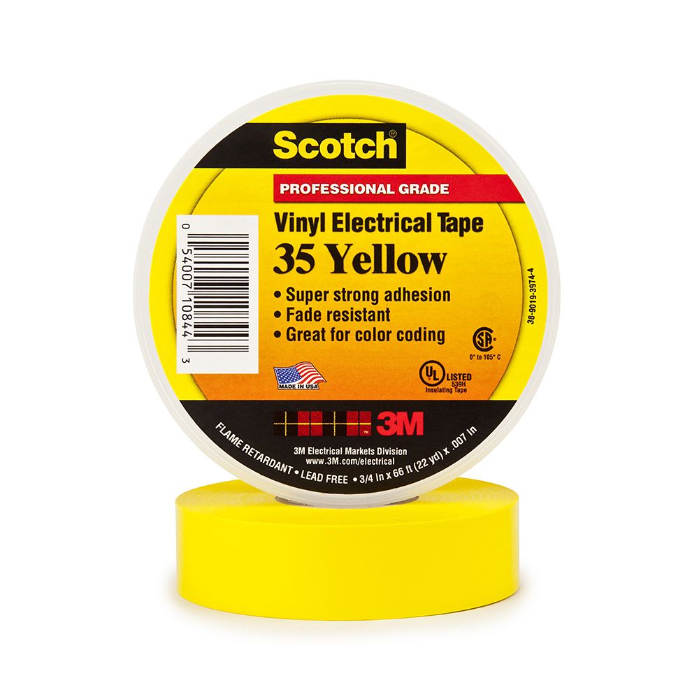 CINTA AISLANTE VINILICA SCOTCH 35 3/4''X20MTS AMARILLO 80610833966 3M1