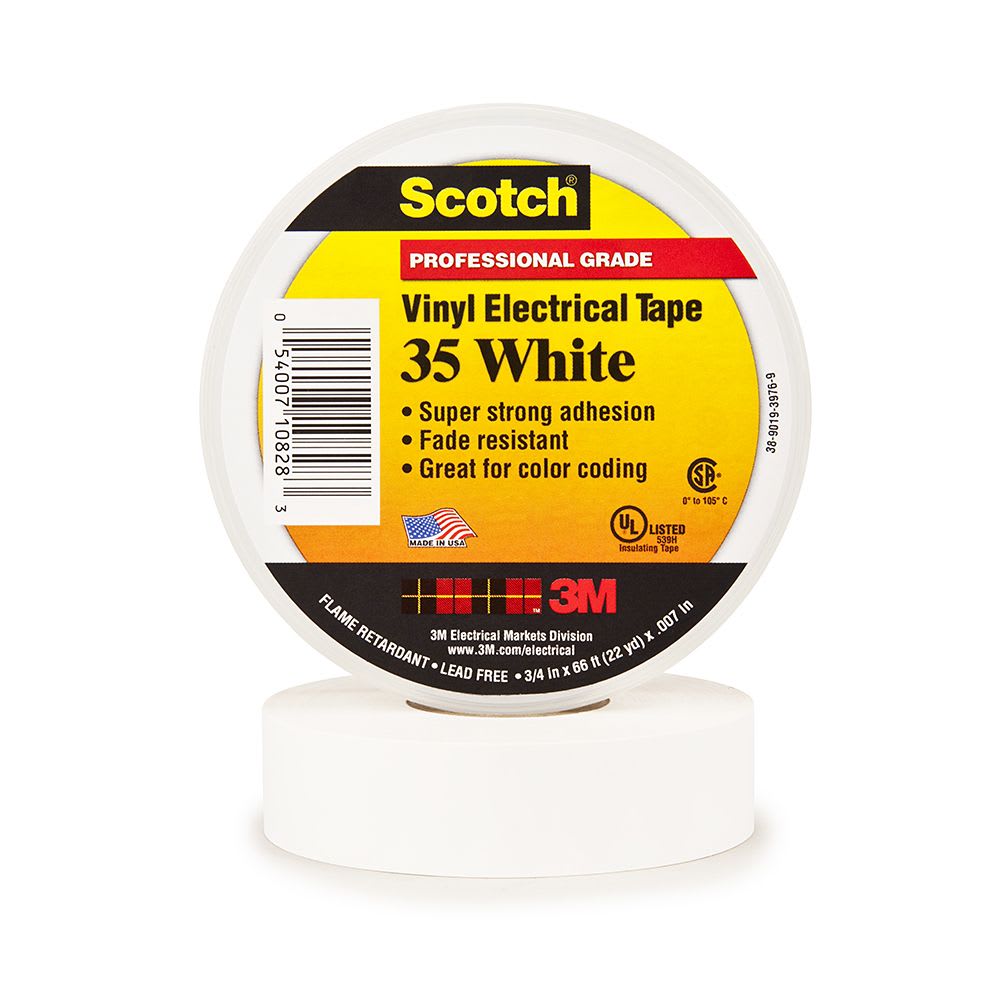 CINTA AISLANTE VINILICA SCOTCH 35 3/4''X20MTS BLANCO 80610833982 3M1