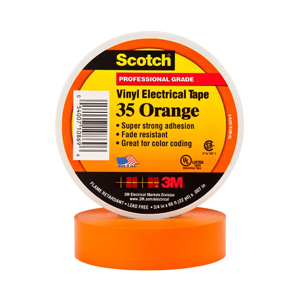 CINTA AISLANTE VINILICA SCOTCH 35 3/4''X20MTS ANARANJADO 80610834022 3M PERU