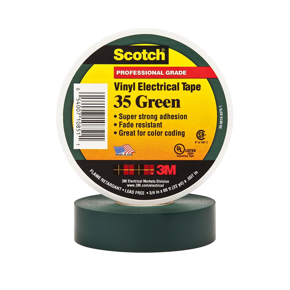 CINTA AISLANTE VINILICA SCOTCH 35 3/4''X20MTS VERDE 80610834048 3M PERU