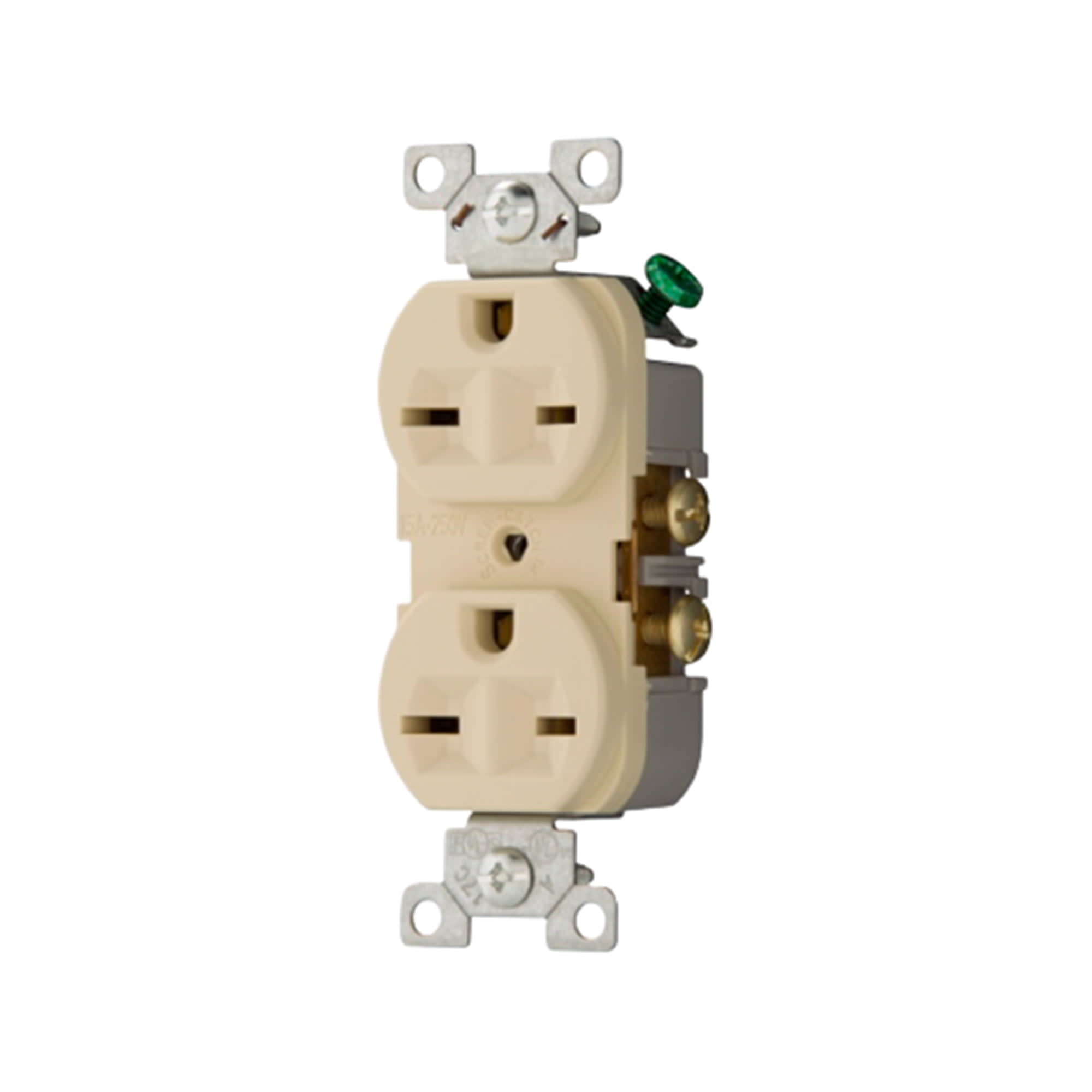 TOMA DOBLE EMPOTRABLE COMERCIAL CHINO 2X15A L/T 250V MARFIL 826V-BOXE EATON1