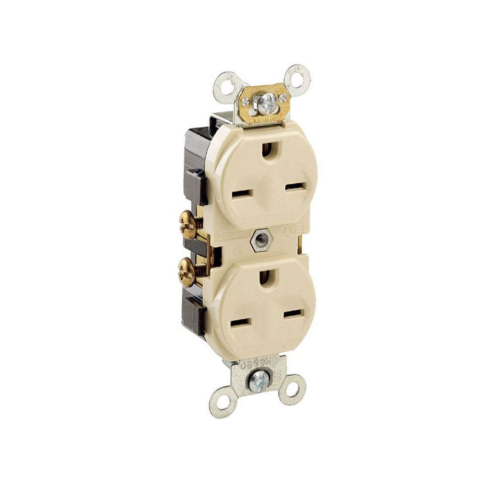TOMACORRIENTE DOBLE 2X15A+T 250V NEMA 6-15R MARFIL 5028-I LEVITON