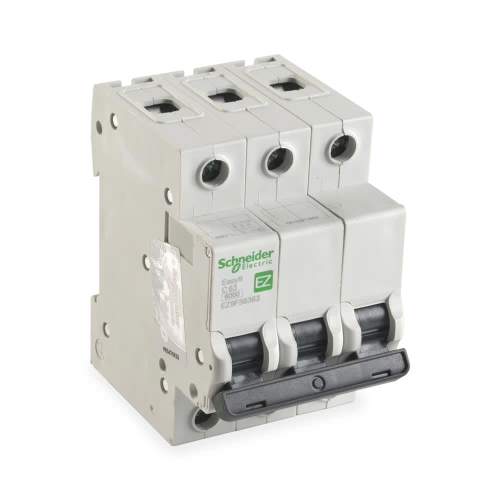 INTERRUPTOR TERMOMAGNETICO EASY9 3X63A 6000A 400V BLANCO SCHNEIDER ELECTRIC