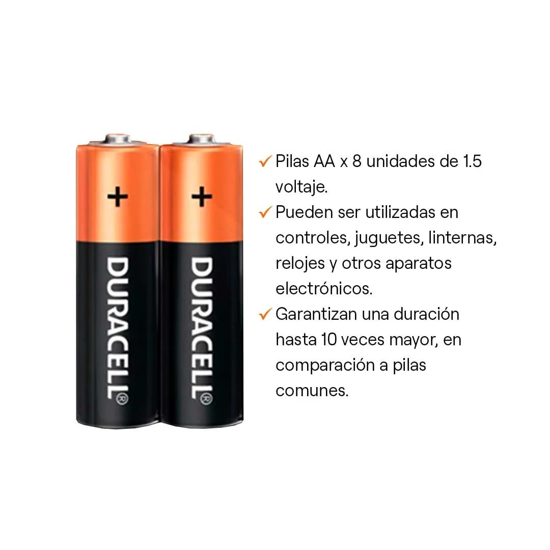 PILAS ALCALINAS AA X8 UNIDADES 1.5V ZINC/CARBON DURACELL4
