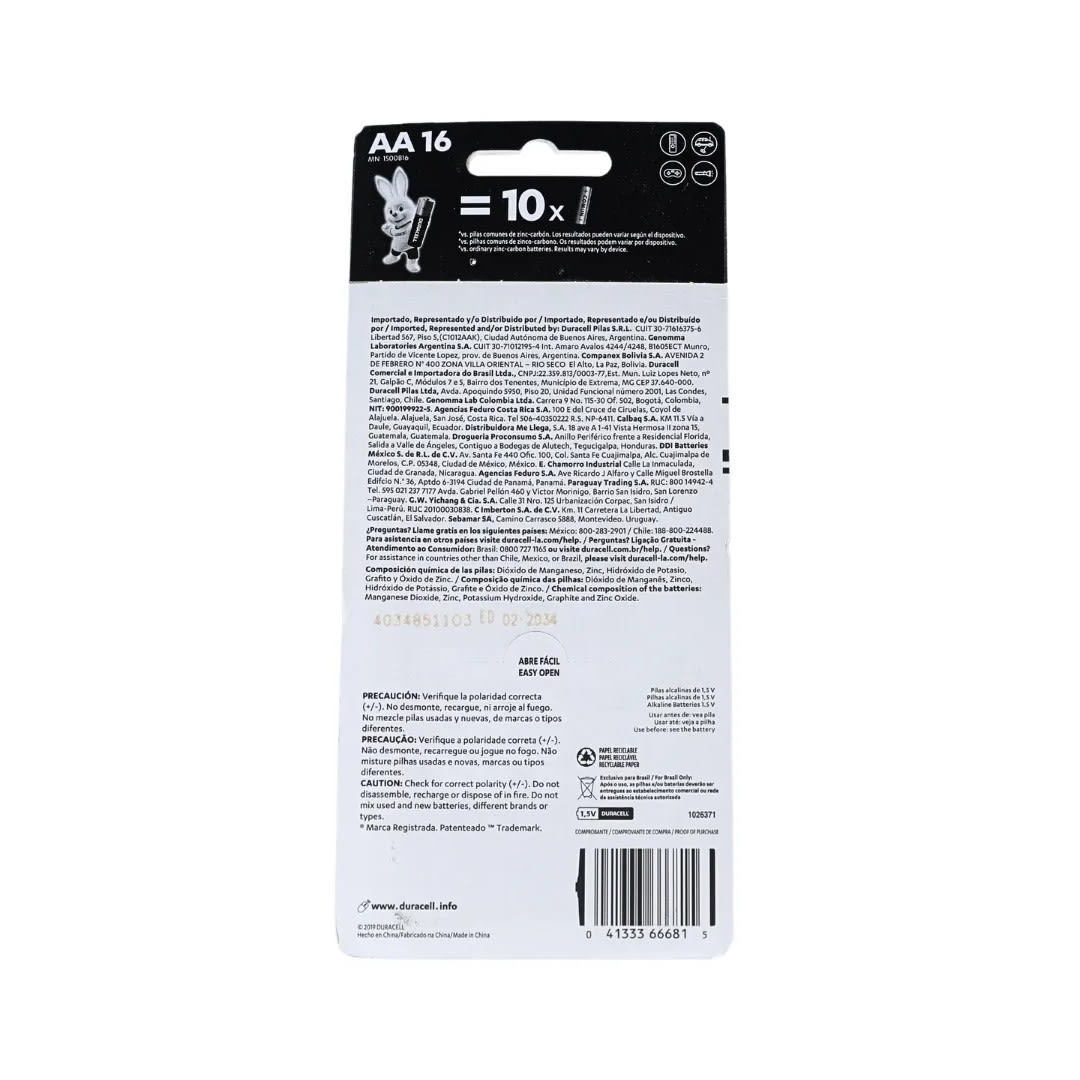 PILAS DURACELL AA X16 UNIDADES DURACELL3