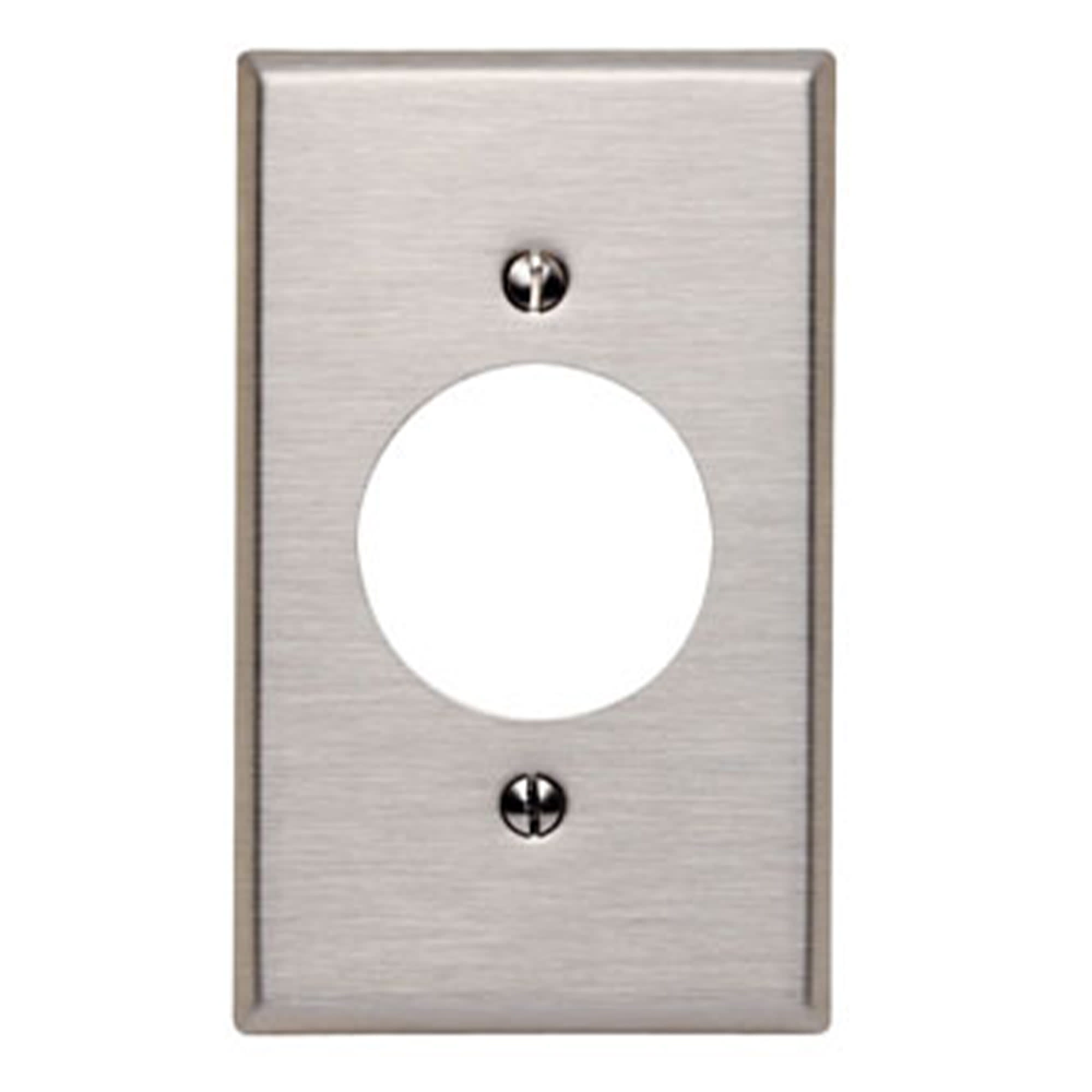 PLACA SIMPLE P/TOMACORRIENTE 20 Y 30A DE ACERO LEVITON1