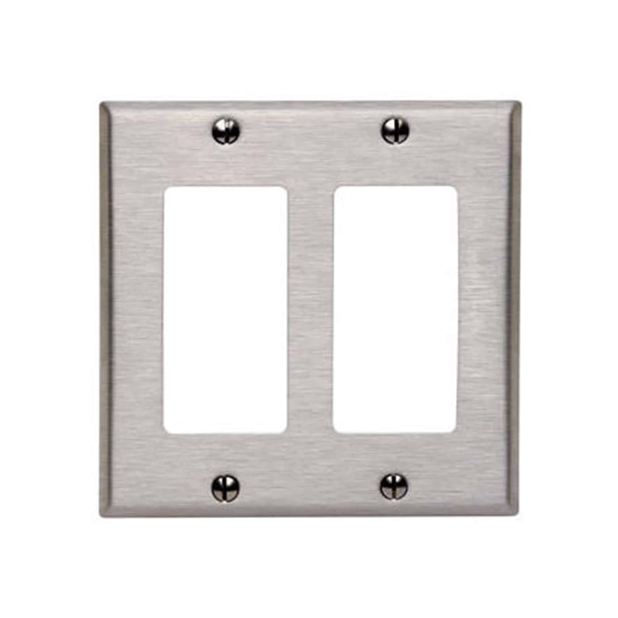PLACA DOBLE DECORA ACERO (4X4) LEVITON