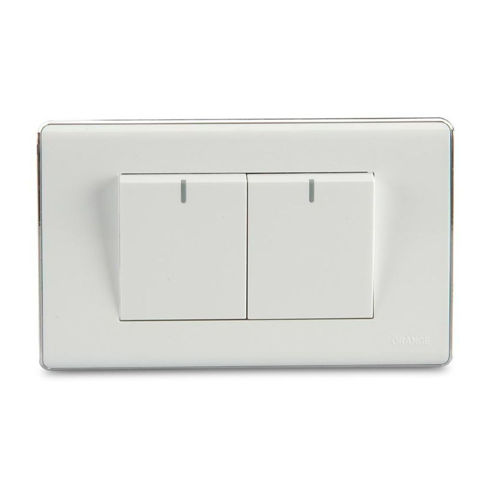 CONMUTADOR DOBLE DECO PLACA CROMADA PARA INSTALACIONES DOMÉSTICAS ORANGE