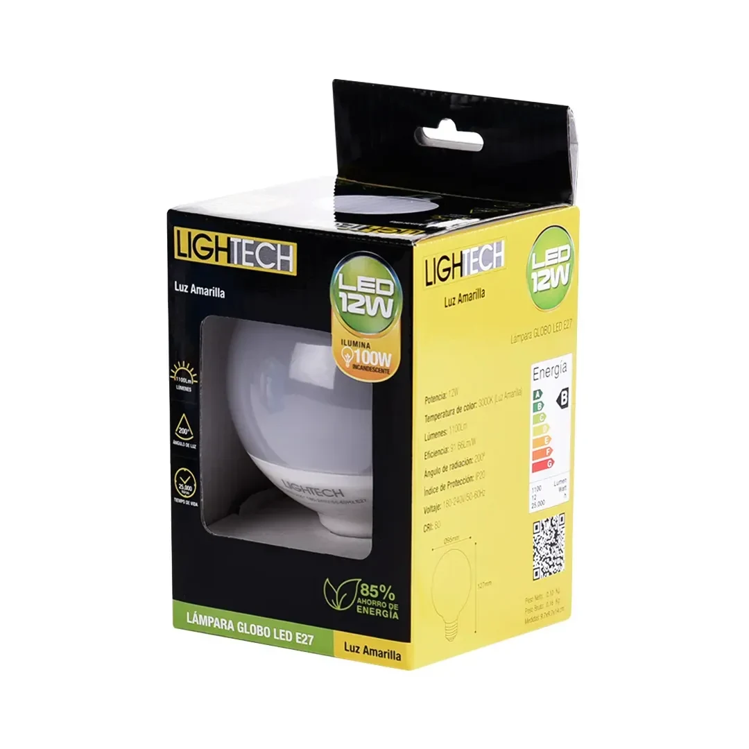 FOCO LED GLOBO E27 12W LUZ CALIDA LIGHTECH3