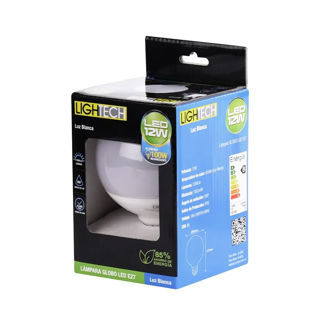 FOCO LED GLOBO E27 12W LUZ FRIA LIGHTECH3