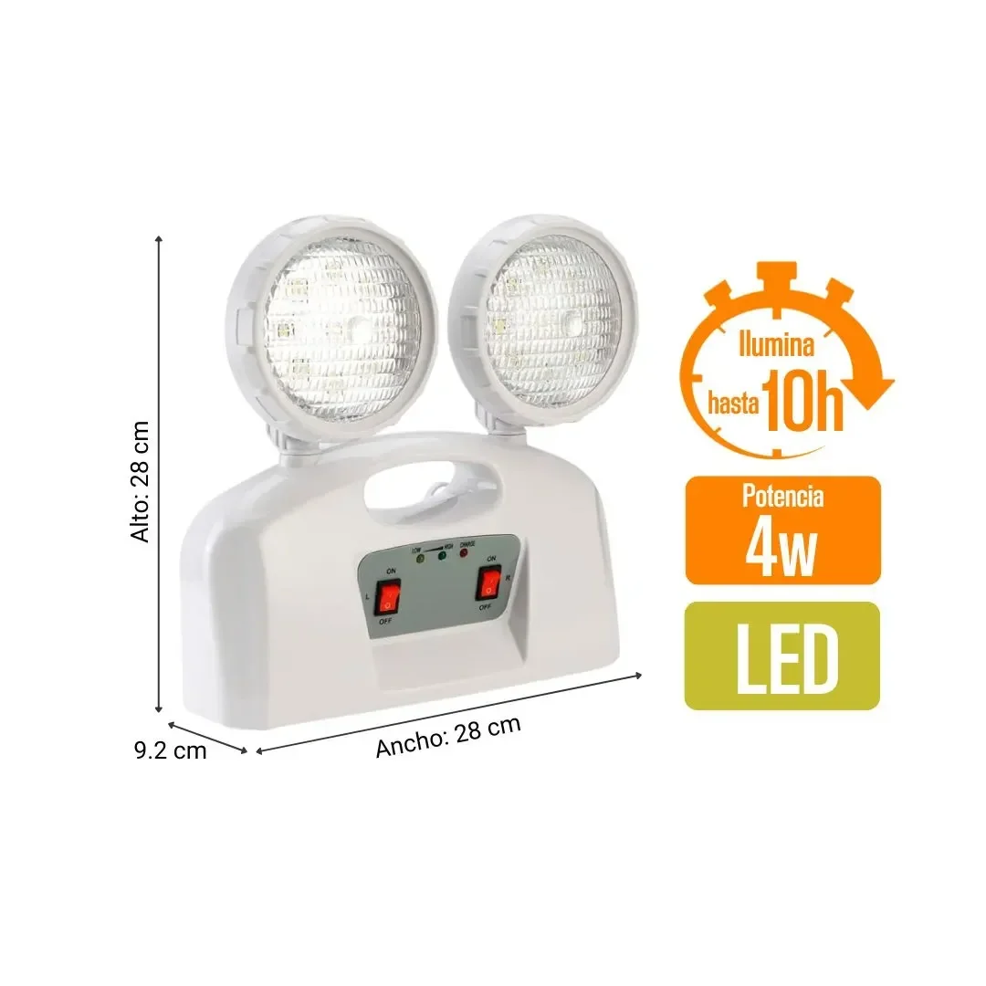 LAMPARA DE EMERGENCIA PVC MODELO 2X9LEDS 4W BLANCO WERKEN2