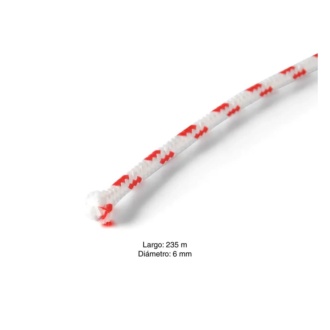 DRIZA POLIPROPILENO TRENZA BLANCO CON ROJO 6MM 1/4''X METRO HOBBY PRO1