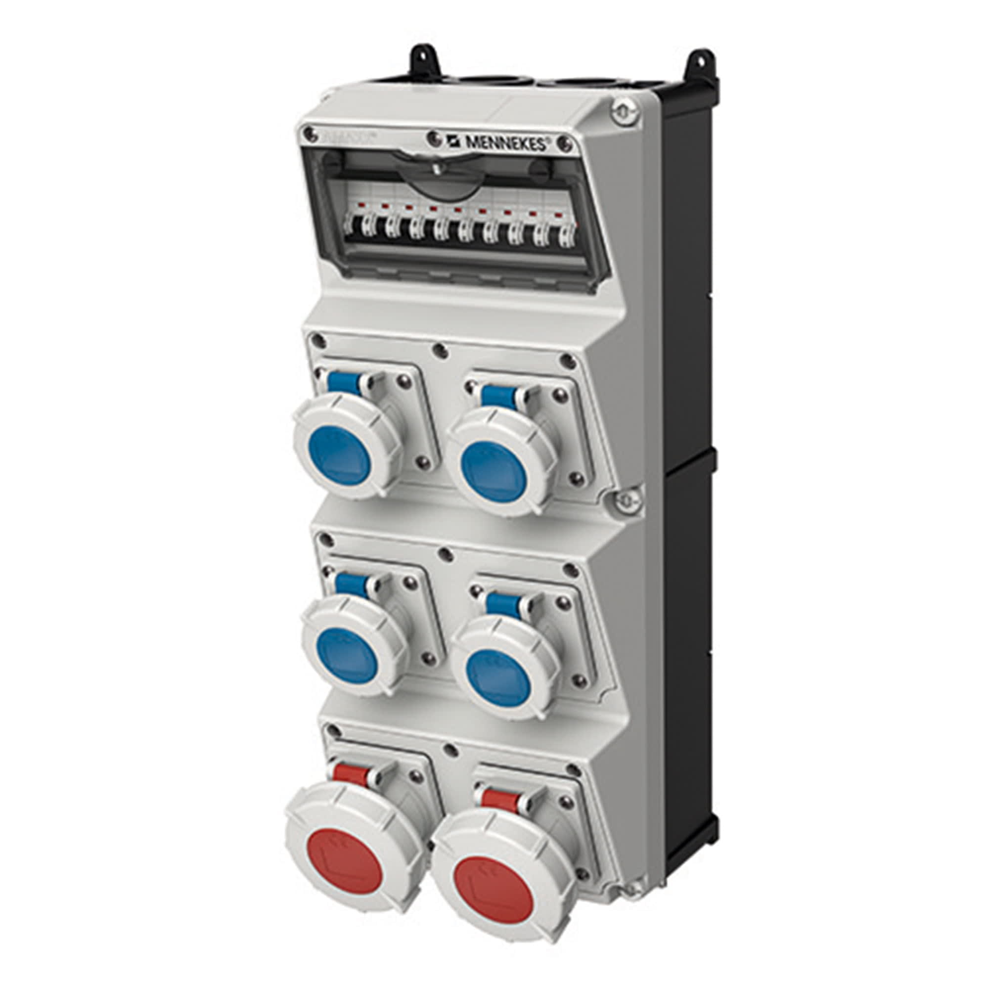 CAJA COMBINADA AMAXX IP67 2 TOMAS 3P+T 32A IP67 + 2 INTERRUPT.TERMO 3X32A + 4 TOMAS 2P+T 16A 230V IP67 + 4 INTERRUPT. TERMO 2X16A MENNEKES