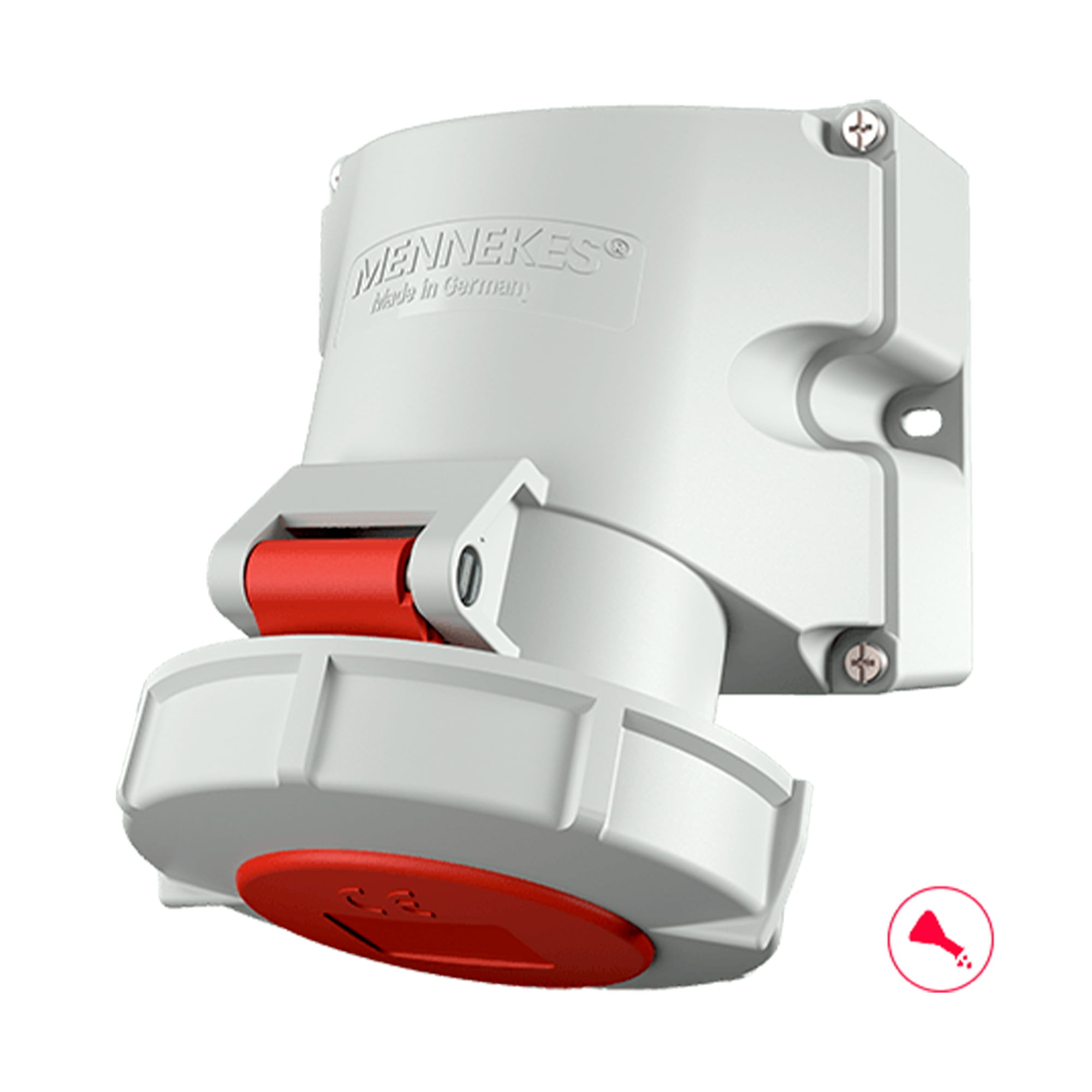 TOMA VISIBLE 32AMP 3P+T 440V ROJO 3H IP67 LIBRE DE HALOGENO MENNEKES